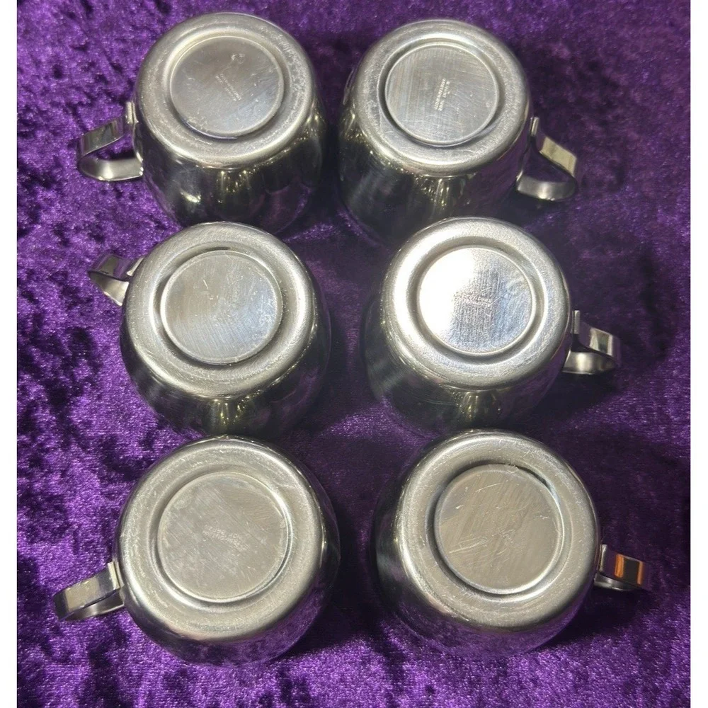 Tramontina Espresso Set Cups Plates 12pc Inox Stainless Steel Double Wall